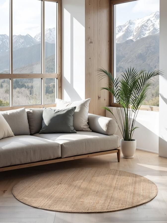 HH Flycarpets Rond Handgeweven Jute vloerkleed Bouclé Jaipur Naturel Goud Ø 160 cm rond