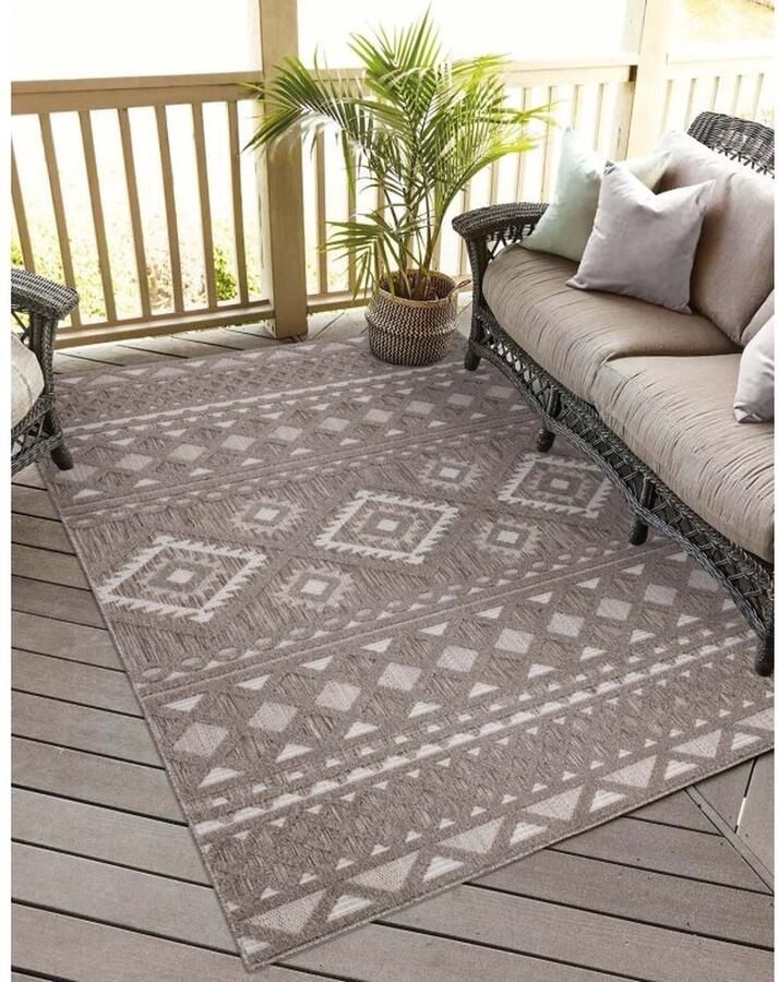 Flycarpets Caprenia Buitenkleed Indoor & Outdoor Vloerkleed Bruin 100x200 cm