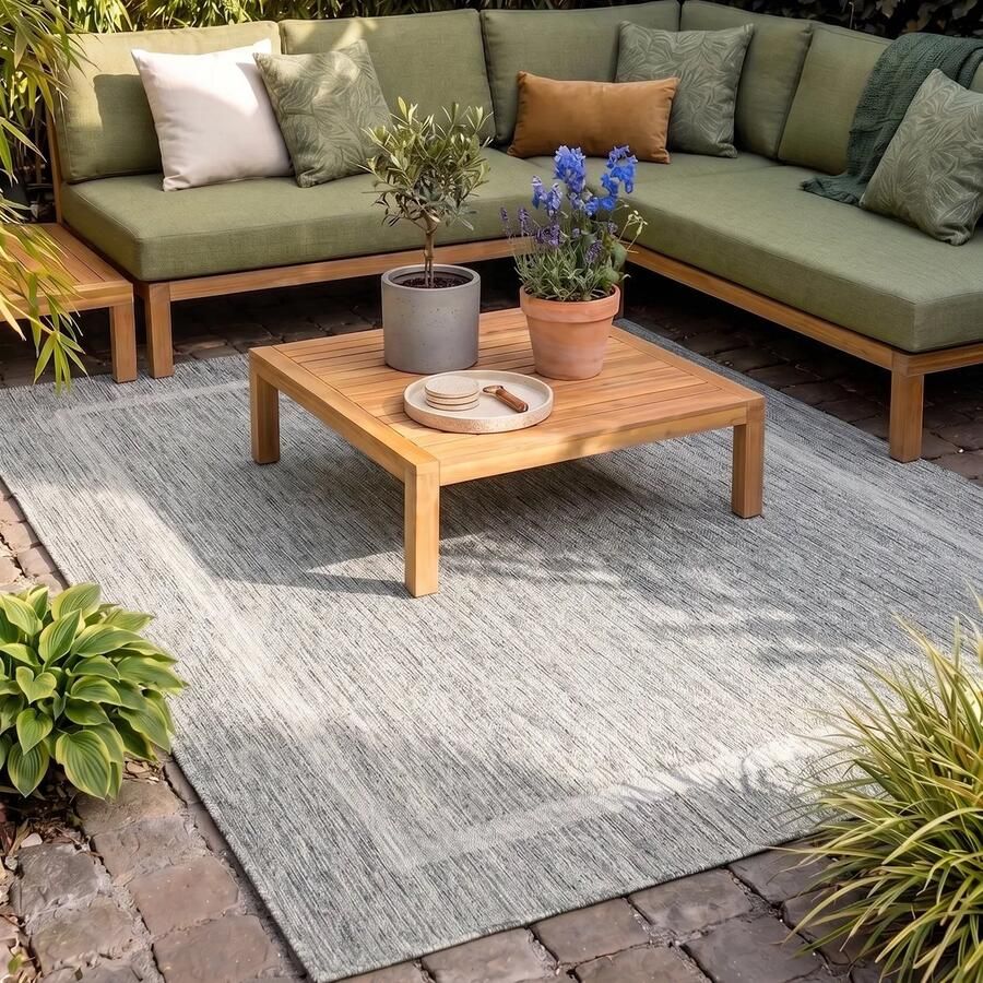 Flycarpets Capri Buitentapijt Buitenkleed Vloerkleed Voor Binnen & Buiten Weer en UV bestendig Perfect voor Balkon Terras en Serre Grijs 120x170 cm - Foto 3