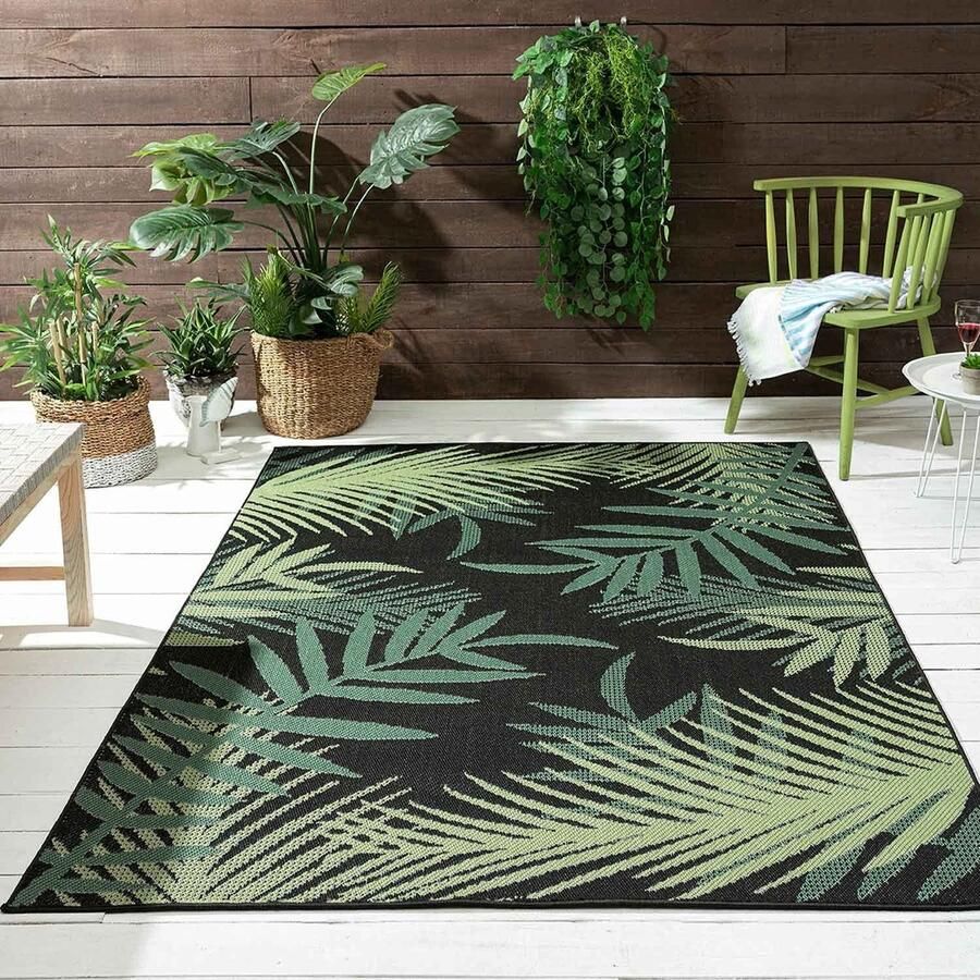 Flycarpets CAPRI INDOOR EN OUTDOOR GROEN ZWART VLOERKLEED