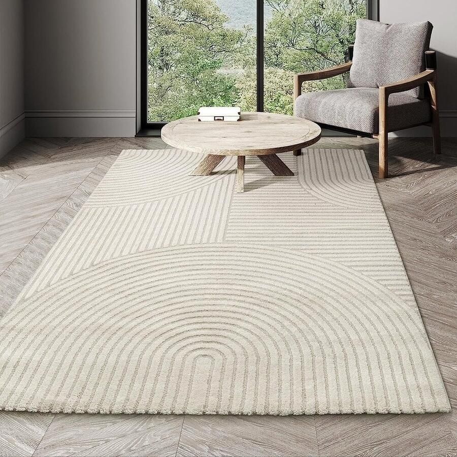 Flycarpets Eliora Vloerkleed Modern Japandi Creme Laagpolig Tapijt Woonkamer 160x230 cm - Foto 2