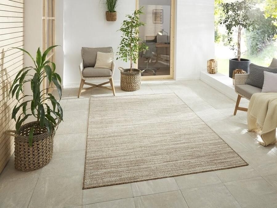 Flycarpets Elle Decoration Binnen & Buitenkleed Omkeerbaar Gemini Gemeleerd Beige 120x170 cm