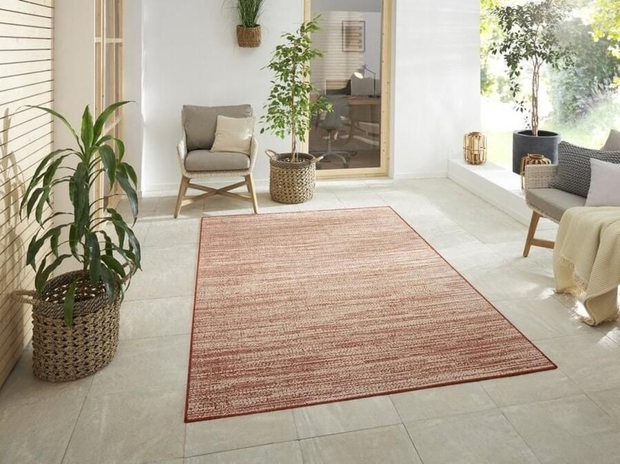 Flycarpets Elle Decoration Binnen & Buitenkleed Omkeerbaar Gemini Gemeleerd Cayenne Terra 80x250 cm