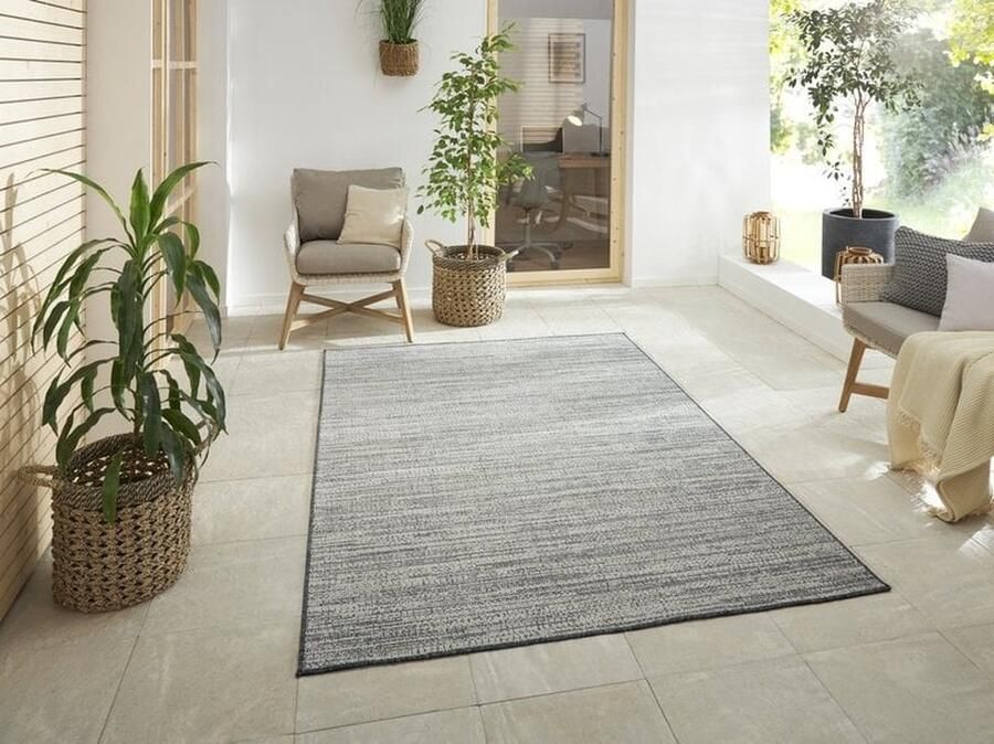 Flycarpets Elle Decoration Binnen & Buitenkleed Omkeerbaar Gemini Gemeleerd Zilver 80x350 cm