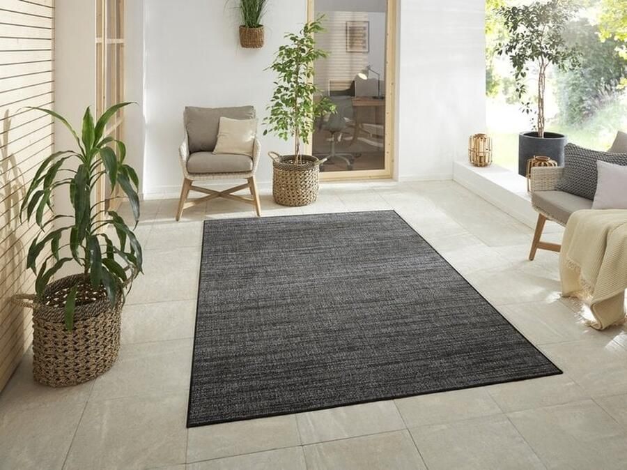 Flycarpets Elle Decoration Binnen & Buitenkleed Omkeerbaar Gemini Gemeleerd Zwart Zilver 200x290 cm