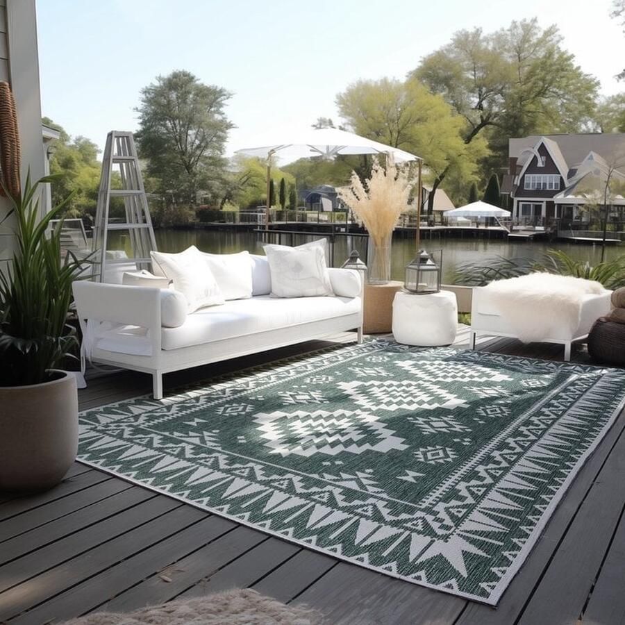 Flycarpets Elle Decoration Binnen & Buitenkleed Omkeerbaar Gemini Groen 160x230 cm