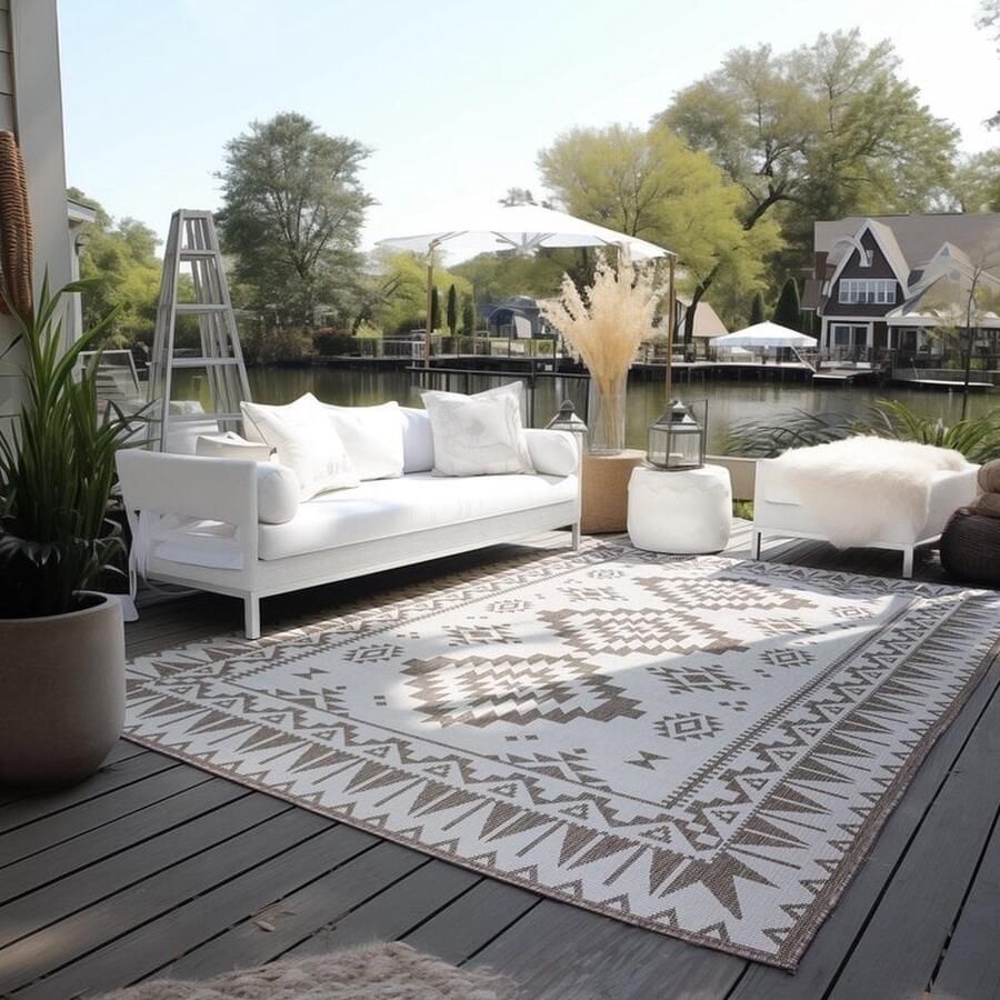 Flycarpets Elle Decoration Binnen & Buitenkleed Omkeerbaar Gemini Linen Beige 80x150 cm