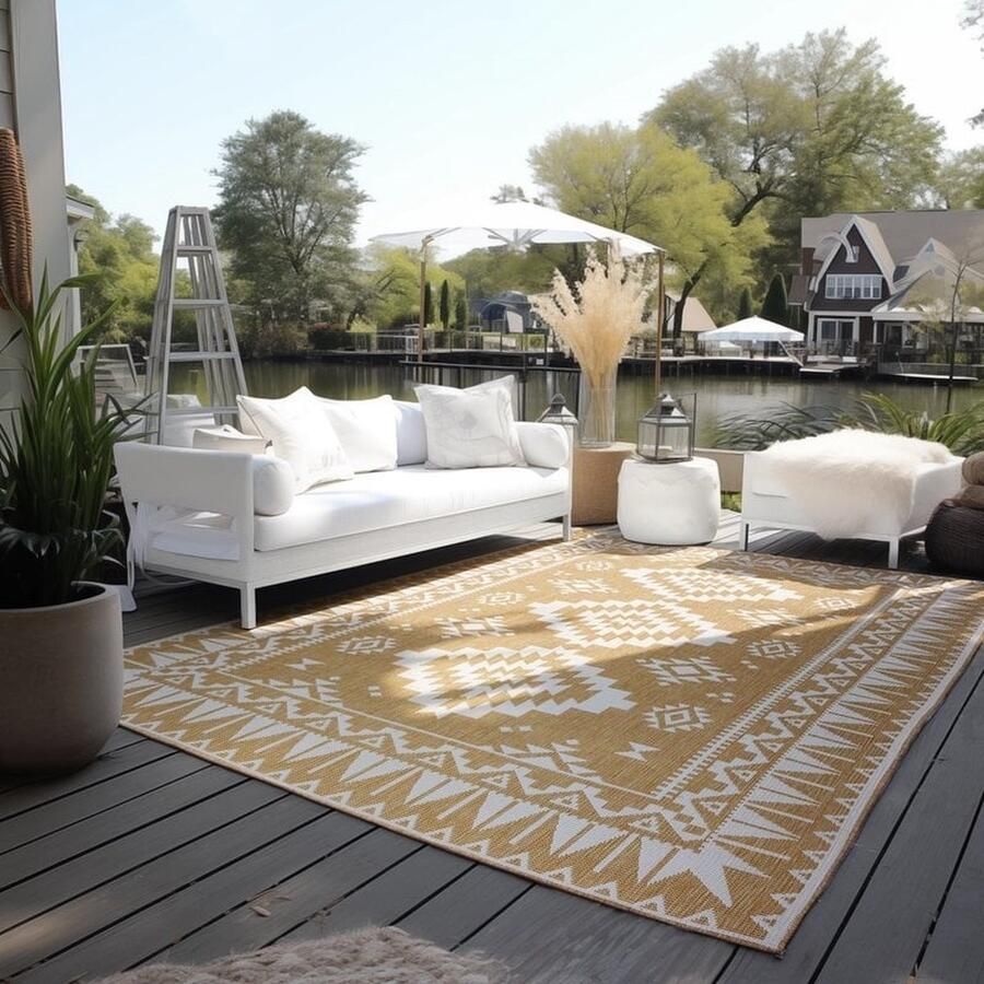 Flycarpets Elle Decoration Binnen & Buitenkleed Omkeerbaar Gemini Okergeel 120x170 cm