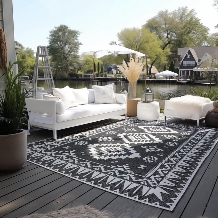 Flycarpets Elle Decoration Binnen & Buitenkleed Omkeerbaar Gemini Zwart 120x170 cm