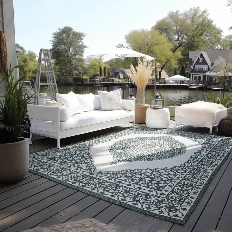 Flycarpets Elle Decoration Binnen & Buitenkleed Omkeerbaar Meekly Groen 120x170 cm