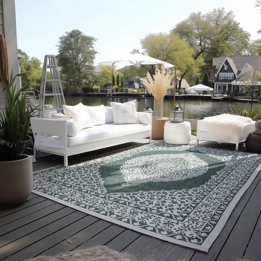 Flycarpets Elle Decoration Binnen & Buitenkleed Omkeerbaar Meekly Groen 80x150 cm
