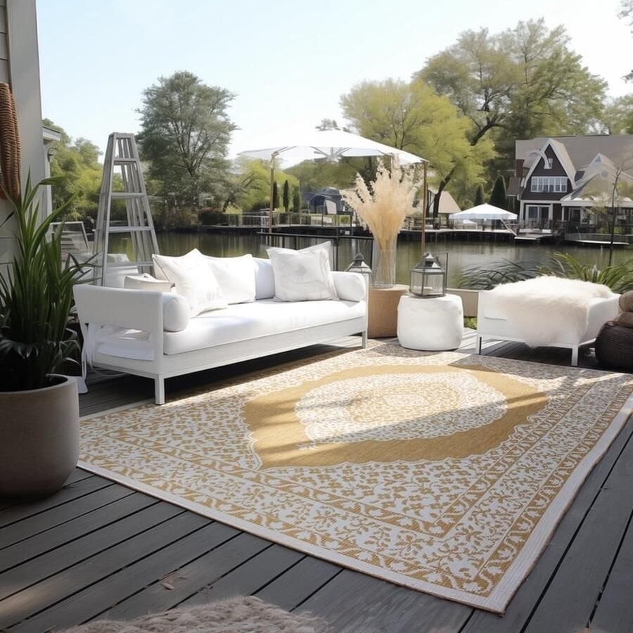 Flycarpets Elle Decoration Binnen & Buitenkleed Omkeerbaar Meekly Okergeel 160x230 cm
