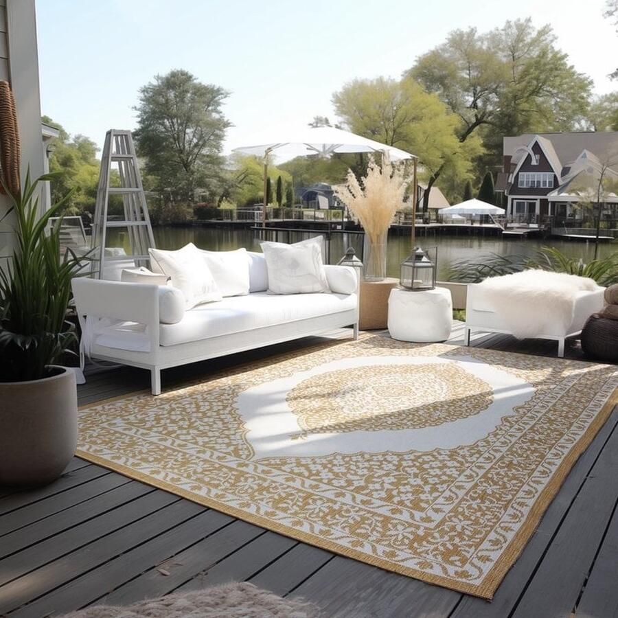 Flycarpets Elle Decoration Binnen & Buitenkleed Omkeerbaar Meekly Okergeel 200x290 cm