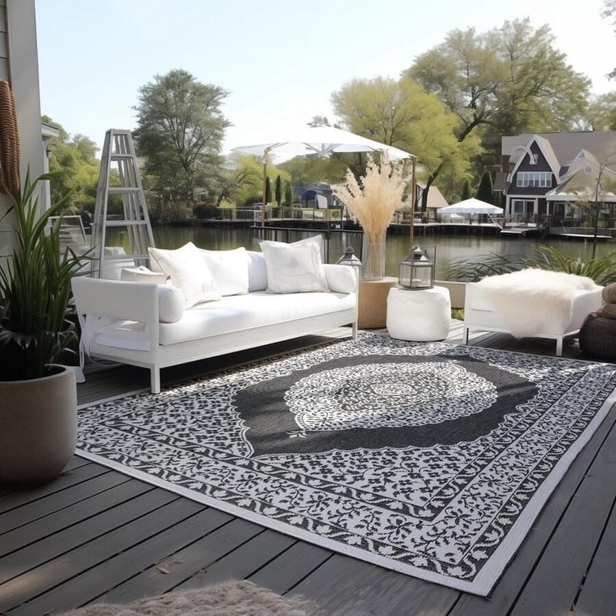 Flycarpets Elle Decoration Binnen & Buitenkleed Omkeerbaar Meekly Zwart 160x230 cm