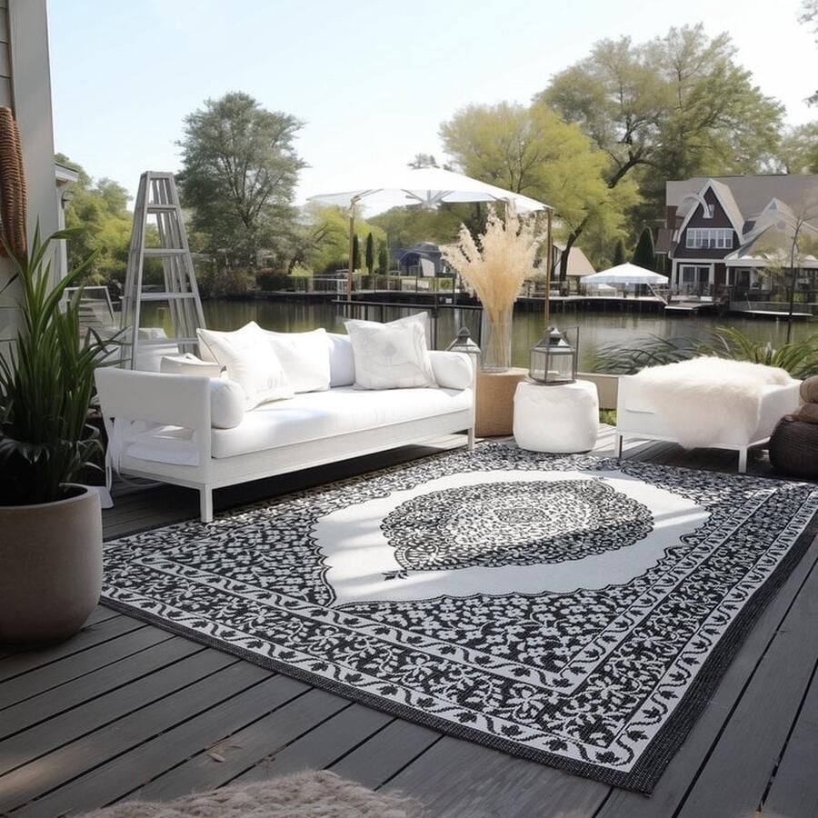 Flycarpets Elle Decoration Binnen & Buitenkleed Omkeerbaar Meekly Zwart 120x170 cm