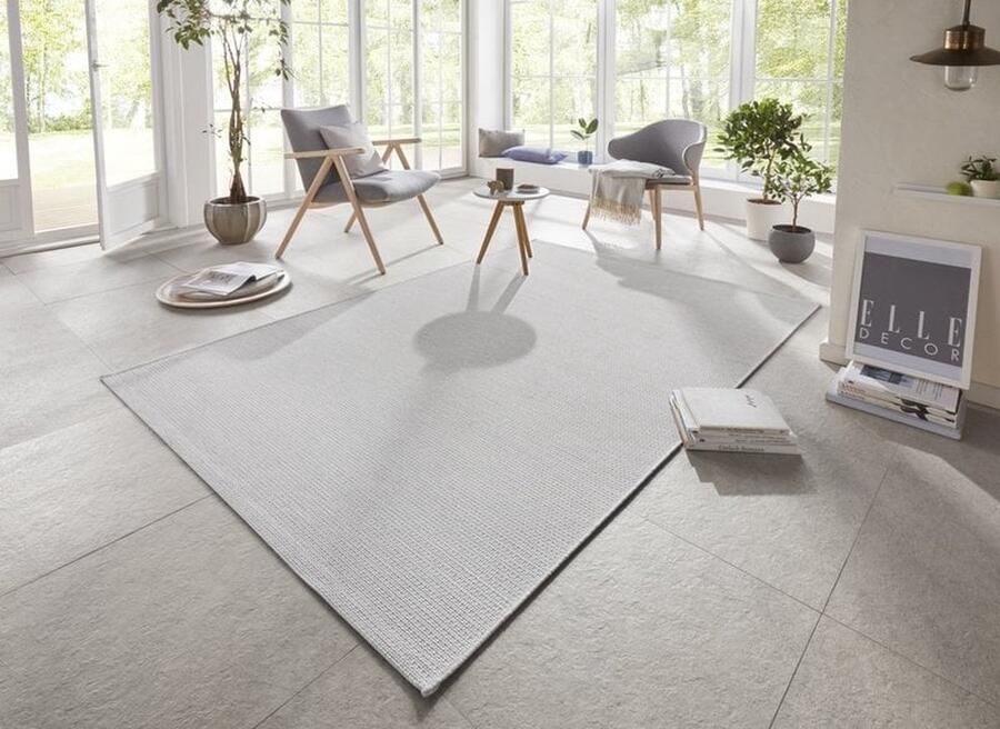 Flycarpets Elle Decoration Binnen & Buitenkleed Secret Laagpolig Lichtgrijs Zilver 160x230 cm