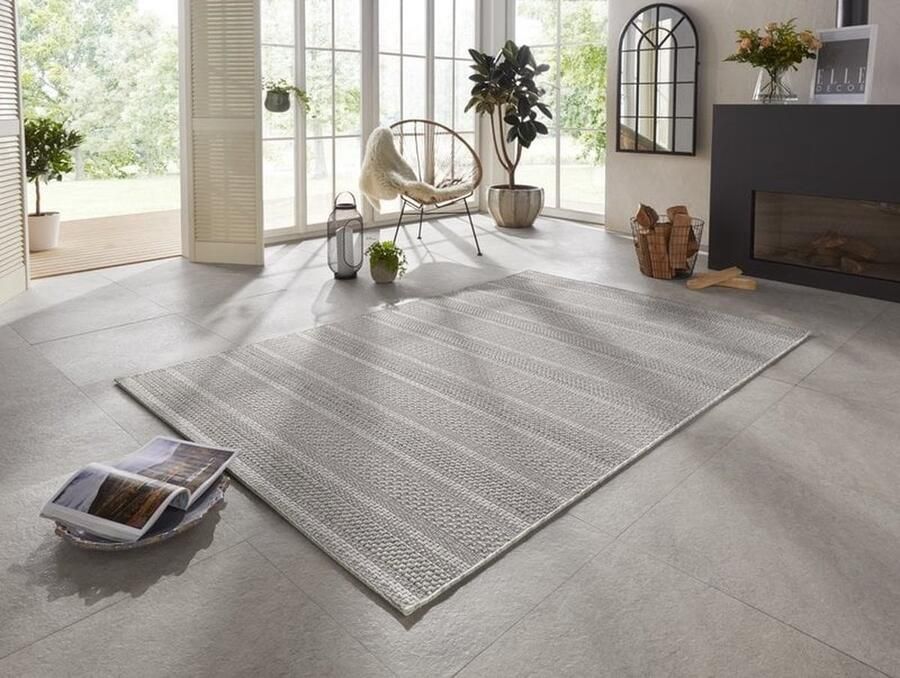 Flycarpets Elle Decoration Laagpolig Binnen & Buitenkleed Handgeweven Look Arras Grijs 200x290 cm