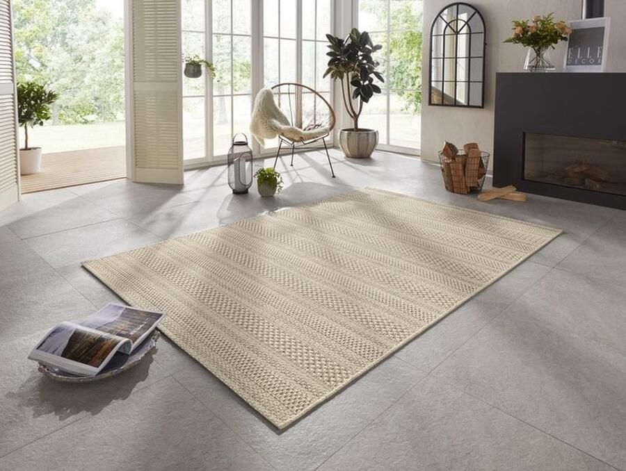 Flycarpets Elle Decoration Laagpolig Binnen & Buitenkleed Handgeweven Look Arras Naturel Bruin 120x170 cm