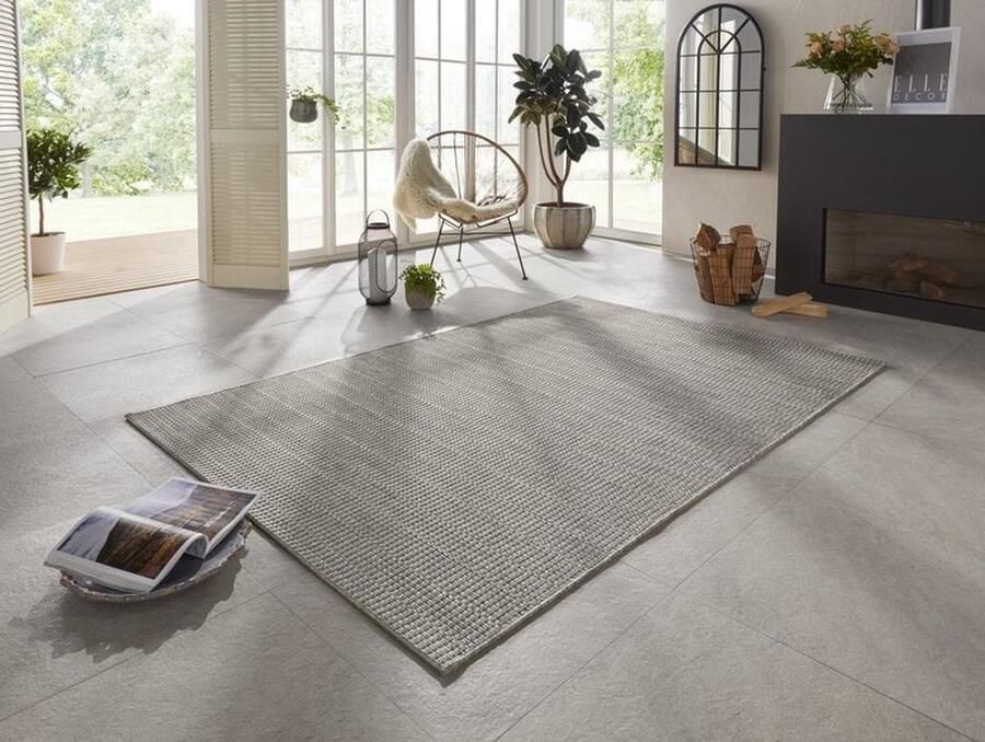 Flycarpets Elle Decoration Laagpolig Binnen & Buitenkleed Handgeweven Look Dreux Grijs 160x230 cm