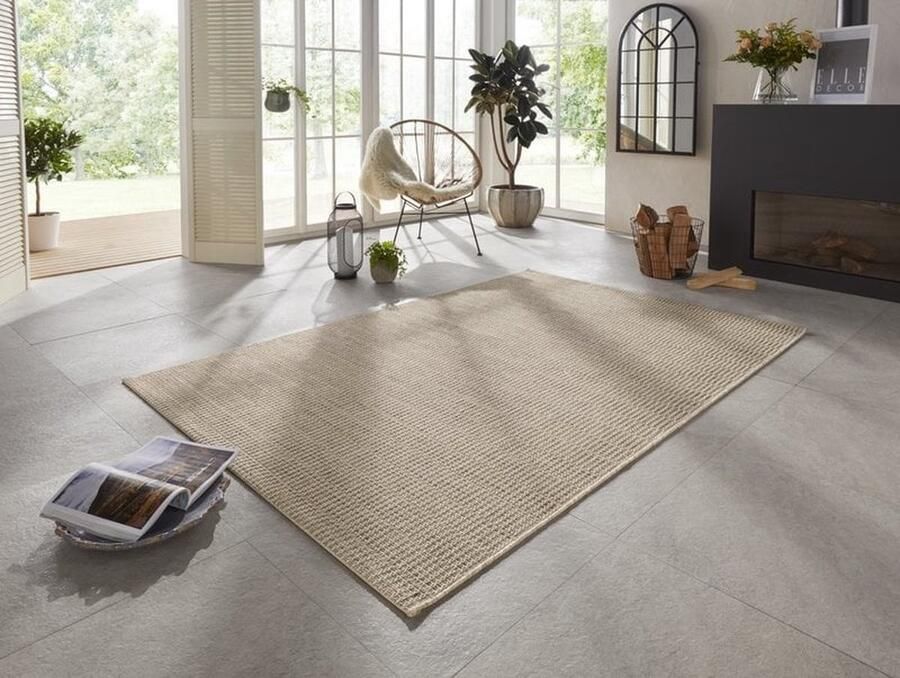 Flycarpets Elle Decoration Laagpolig Binnen & Buitenkleed Handgeweven Look Dreux Naturel Bruin 200x290 cm