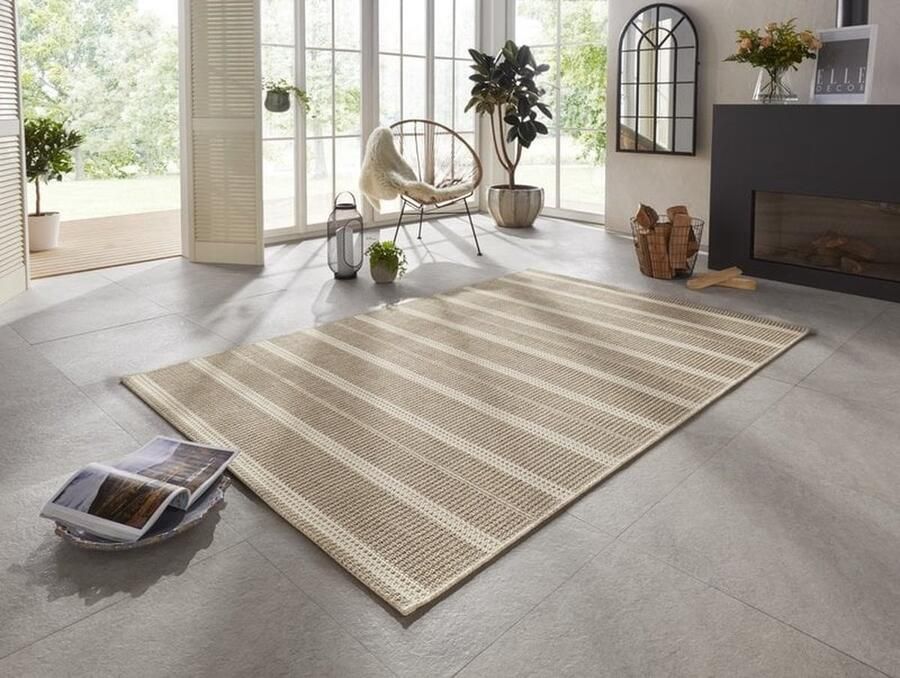 Flycarpets Elle Decoration Laagpolig Binnen & Buitenkleed Handgeweven Look Laon Naturel Bruin 120x170 cm