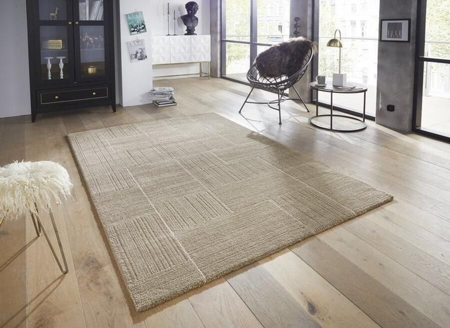 Flycarpets Elle Decoration Modern Design Vloerkleed Laagpolig Geblokt Beige 200x290 cm