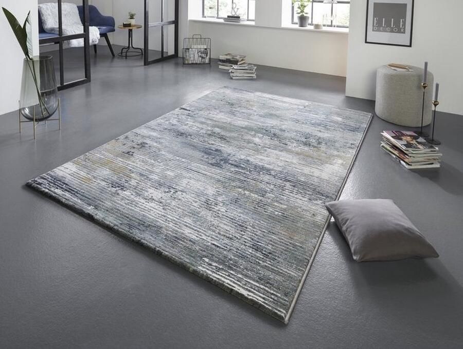 Flycarpets Elle Decoration Modern Design Vloerkleed Trappes Zilver Blauw Groen 80x150 cm