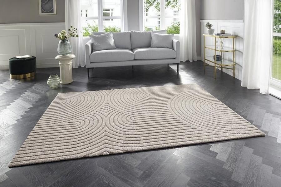 Flycarpets Elle Decoration Modern Design Vloerkleed Zacht Laagpolig 3D Effect -Creme Beige 160x230 cm