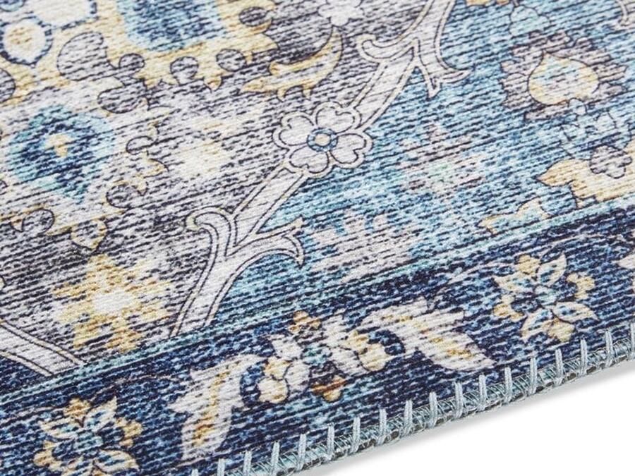 Flycarpets Elle Decoration Vintage Vloerkleed Ghom Klassiek Denim Blauw 80x150 cm