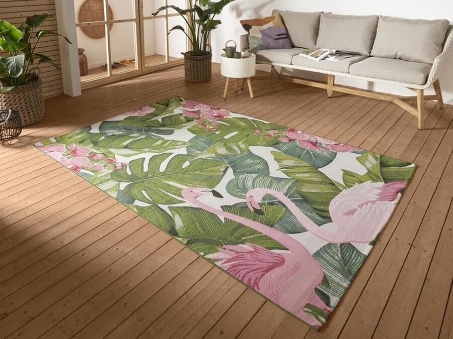 Flycarpets Flair Binnen & Buitenkleed Vloerkleed Tropical Flamingo Multi 80x165 cm - Foto 2
