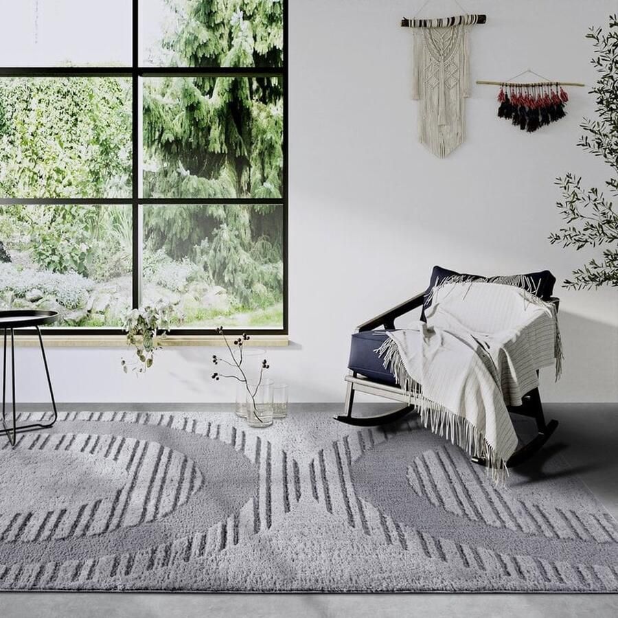 Flycarpets Elle Decoration Gallery Hoogpolig Vloerkleed Bartoux Lichtgrijs 80x120 cm