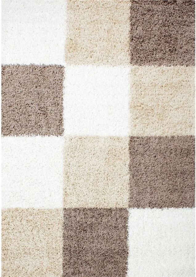 Flycarpets Hoogpolig vloerkleed met ruitpatroon mokkakleur geschikt voor de woonkamer met jute achterkant afmetingen: 120 cm x 170 cm - Foto 6