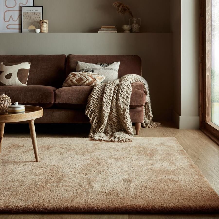 Flycarpets Hoogpolig vloerkleed Faroe Wol Look Fluffy Naturel Beige 200 x 290 cm