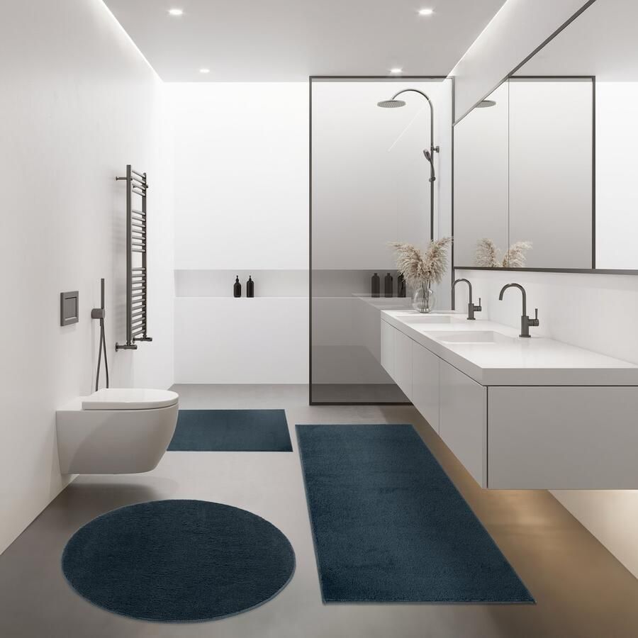 Flycarpets Hoogpolig Vloerkleed Kandora Effen Uni Blauw