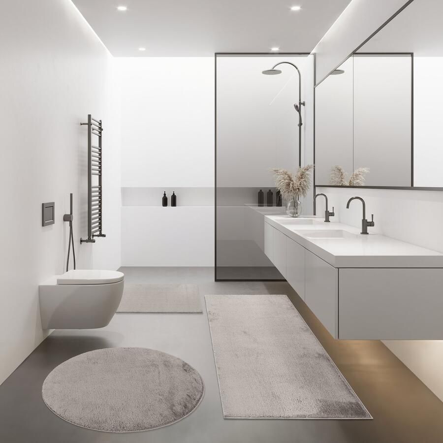 Flycarpets Hoogpolig Vloerkleed Kandora Effen Uni Grijs