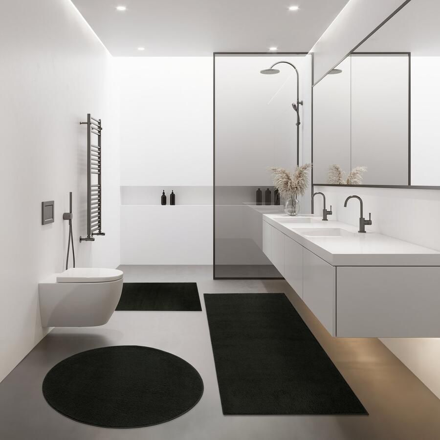 Flycarpets Hoogpolig Vloerkleed Kandora Effen Uni Zwart