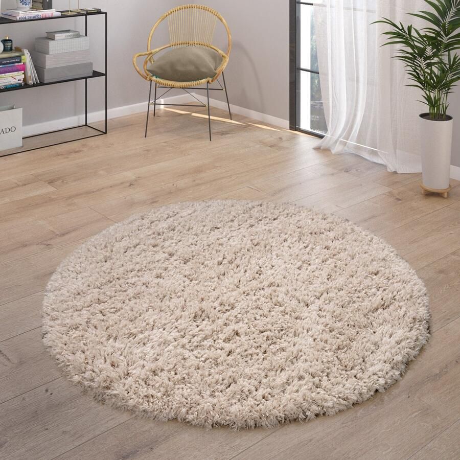 Flycarpets Hoogpolig Vloerkleed Miloro Effen Uni Beige