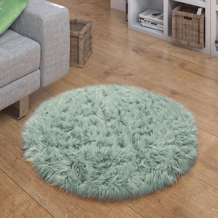 Flycarpets Hoogpolig Vloerkleed Plavera Effen Uni Mint Groen