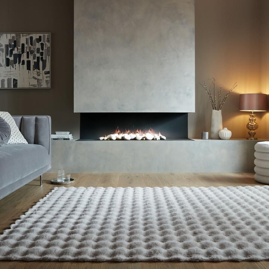 Flycarpets Hoogpolig Vloerkleed Waffle Grijs 180 x 290 cm