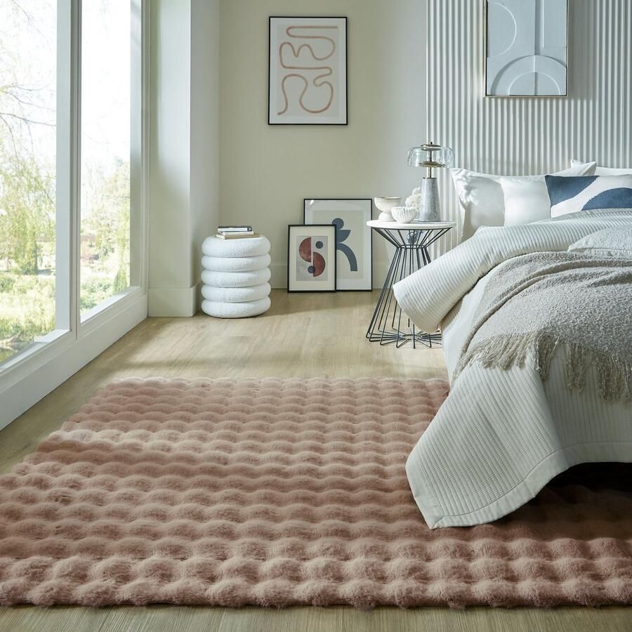 Flycarpets Hoogpolig Vloerkleed Waffle Taupe 160 x 230 cm