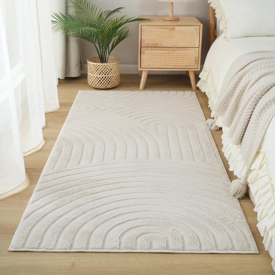 Flycarpets Japandi vloerkleed Mystic Grooves Beige 240x340 cm