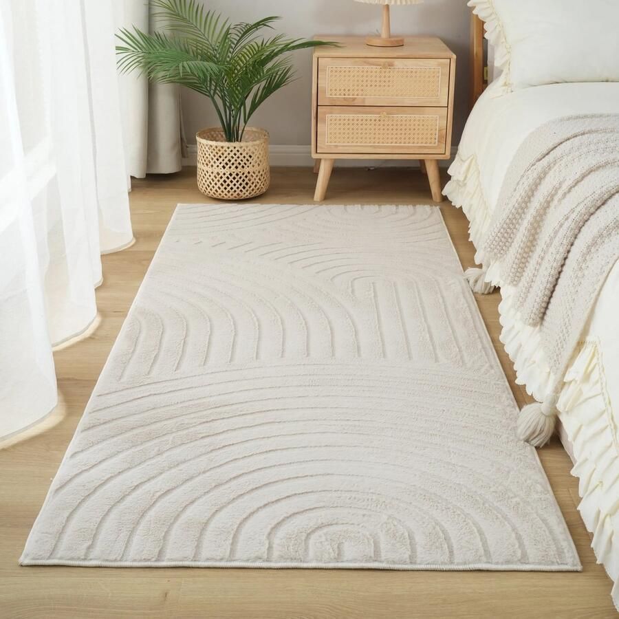 Flycarpets Japandi vloerkleed Mystic Grooves Beige Laagpolig Tapijt 160x230 cm