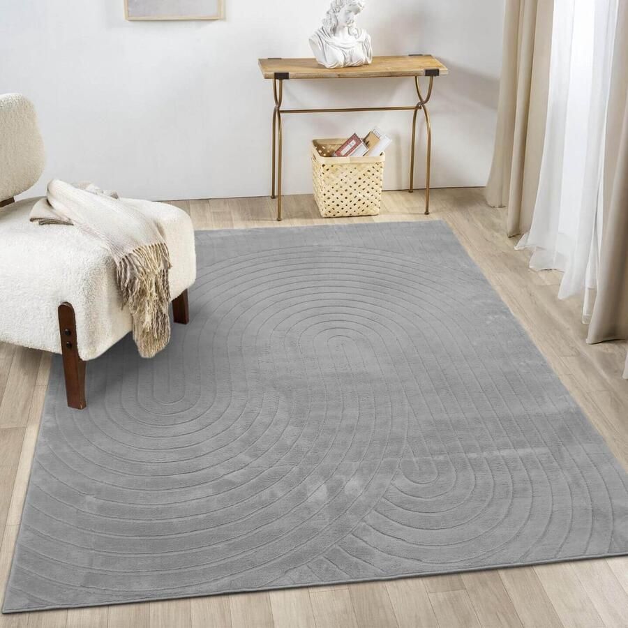 Flycarpets Japandi vloerkleed Mystic Grooves Grijs 240x340 cm