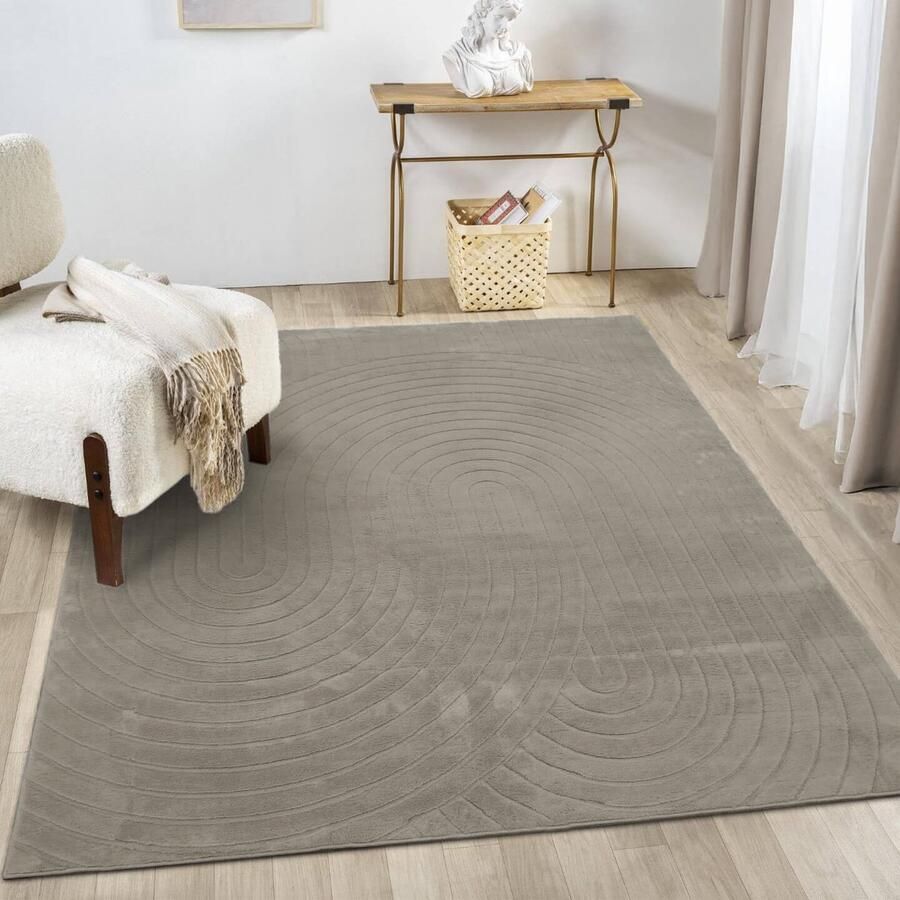 Flycarpets Japandi vloerkleed Mystic Grooves Taupe 240x340 cm