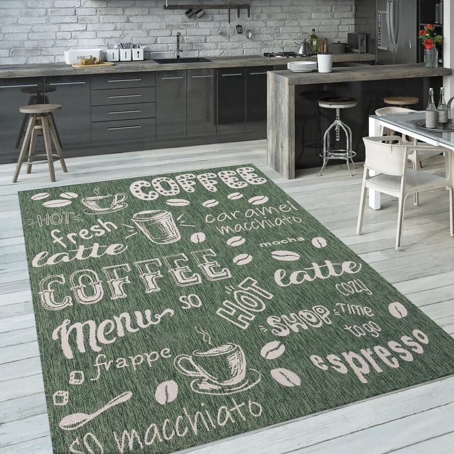 Flycarpets Keukenkleed Kitchen Koffie Groen