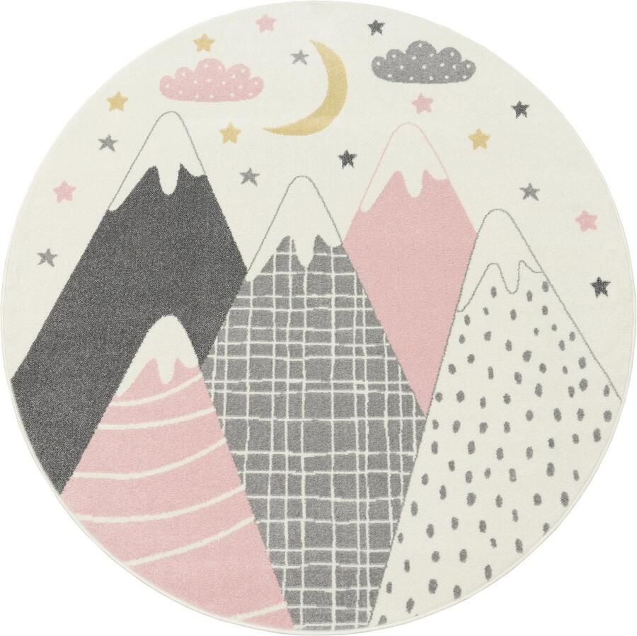 Flycarpets Kinderkamer Vloerkleed Ninaro Bergen Roze