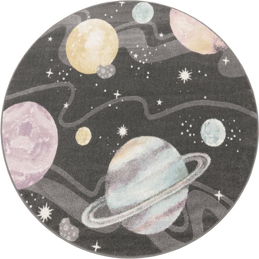 Flycarpets Kinderkamer Vloerkleed Ninaro Ruimte Antraciet