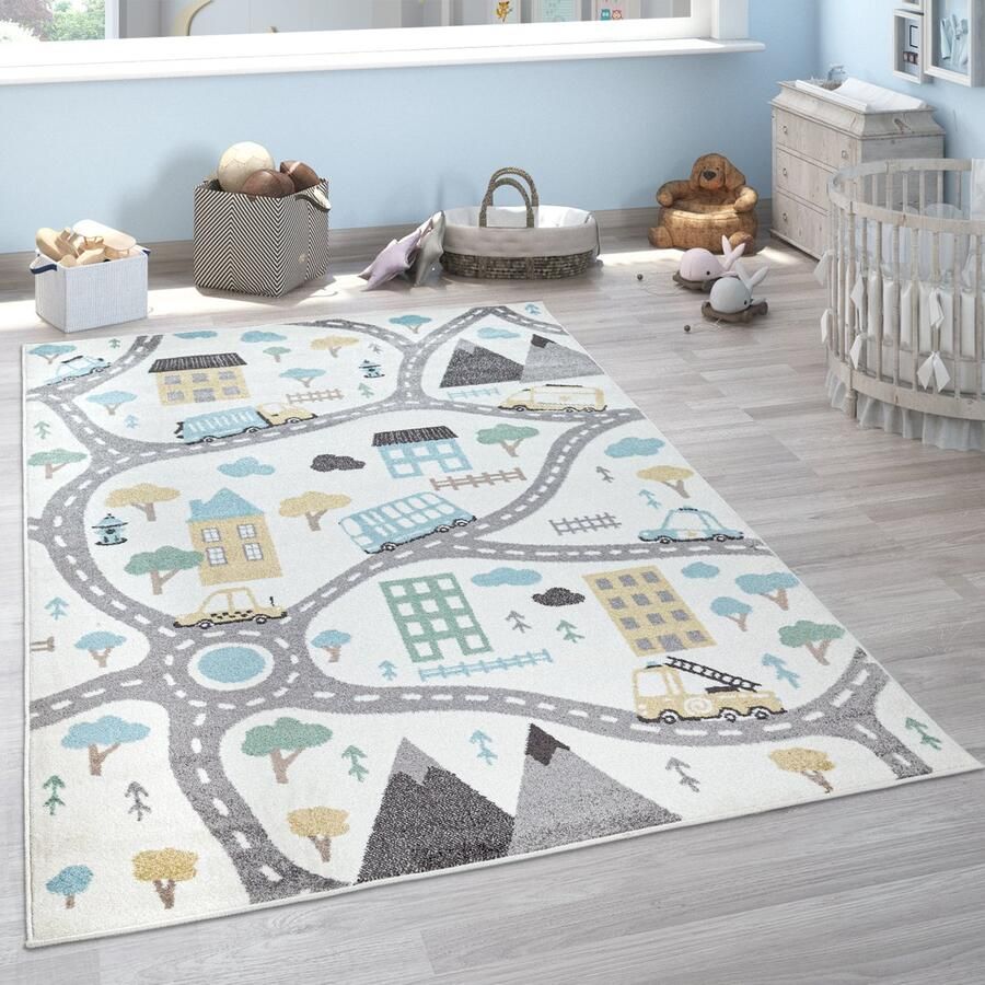 Flycarpets Kinderkamer Vloerkleed Ninaro Stad Creme