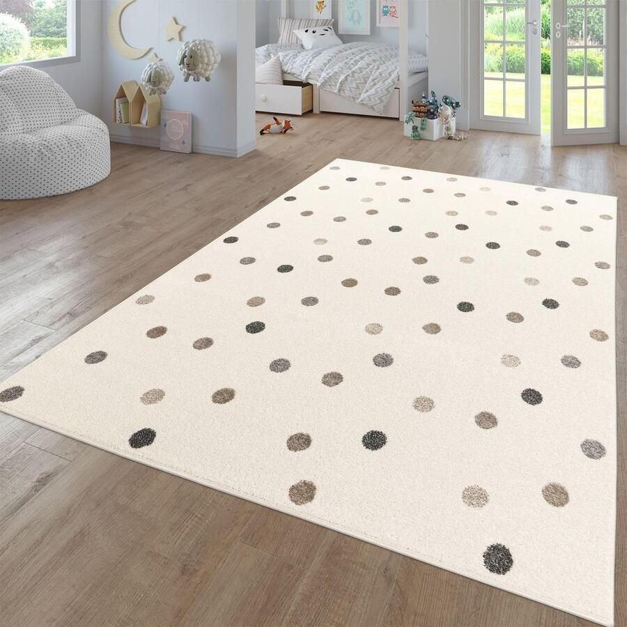 Flycarpets Kinderkamer Vloerkleed Ninaro Stippen Beige