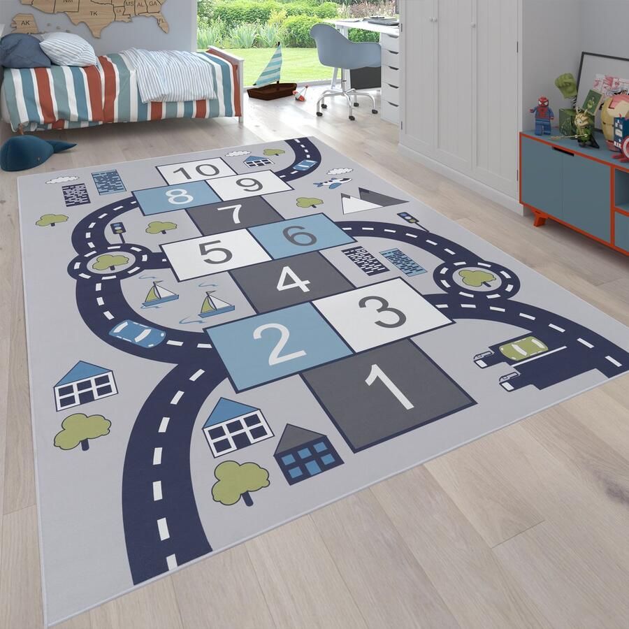 Flycarpets Kindervloerkleed Binola Hinkelen Grijs